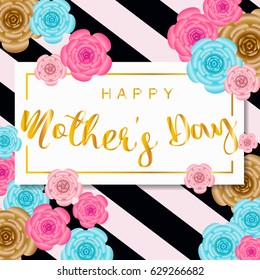 Happy Mother's Day banner with beautiful rose background