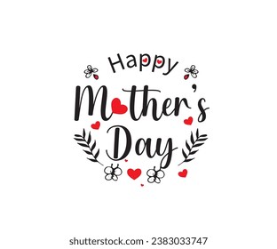 Happy Mothers day banner with golden calligraphy. Elegant quote for poster or greeting card, with Mother's Day lettering and pink flower on white background. Vector illustration