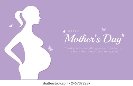 Feliz Día de la Madre Anuncio y tarjeta de felicitación. Fondo moderno y mínimo de la celebración del Día de la Madre con el texto y la madre Ilustración vectorial