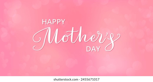 Feliz Anuncio del día de la madre. Caligrafía manuscrita. Fondo romántico rosa. Tarjetas de felicitación del día de la madre, publicaciones en redes sociales, invitaciones. Ilustración vectorial.