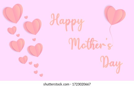 Happy Mother's day banner with hearts on pink background,vector illustration