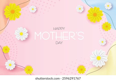 Happy Mothers day banner pink background 