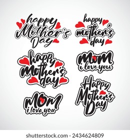 Happy Mother's Day banner with sweet hearts on pink background. Promotion and shopping template or background for Love and Mother's day concept. Collection. Vector illustration, font typography