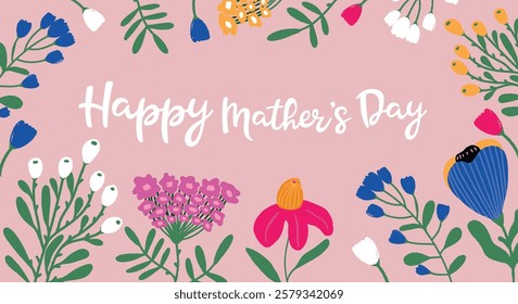 Happy Mother's Day banner.  Template for celebration, ads, branding, banner, cover, label, poster, sale
