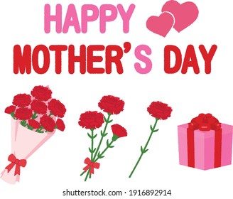 Happy mother's day banner. Vector greeting card for social media, online stores, poster, flyer. Handwritten text of happy mother's day. A vignette of beautiful pink roses, leaves and flower buds