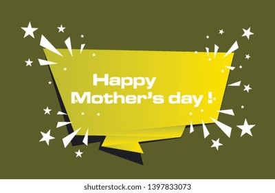happy mother's day, beautiful greeting card background or banner with yellow label