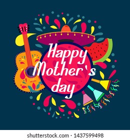 happy mother's day, beautiful greeting card background or banner with colorful summer theme. design illustration