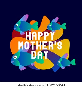 happy mother's day, beautiful greeting card background or template banner with colorful ocean theme. design vector illustration