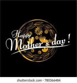 Happy Mother's Day, Beautiful greeting card poster with golden flower