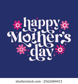 Happy Mother's Day beautiful lettering greeting card with pink flowers decoration. Mother's day special sale offer banner, poster, template. Best Mom ever greeting card.