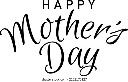 Happy Mother's day beautiful script vector text on eps format, ideal for printing on mugs, t-shirts, greeting cards to be used on the web, magazines pins, promotional projects etc.