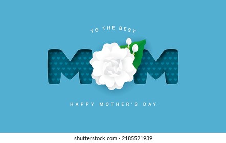 Happy Mother's day, To the best mom greeting card vector illustration. Jasmine flower card 