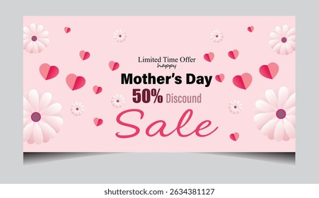 Happy Mother's Day or birthday, pink color card design