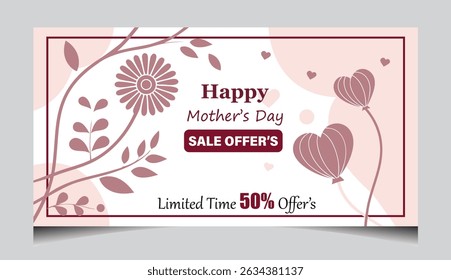 Happy Mother's Day or birthday, pink color card design