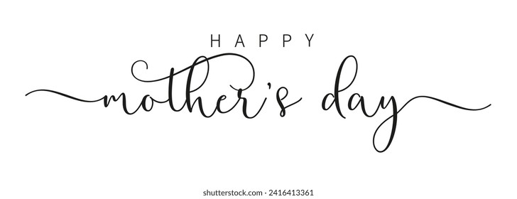 Happy Mothers Day black color brush calligraphy. Vector illustration