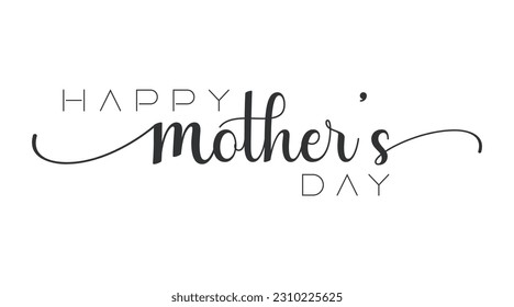 HAPPY MOTHER'S DAY black vector brush calligraphy banner with spirals