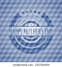 Happy Mother's Day blue hexagon emblem.