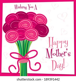 Happy Mother's Day bright rose card in vector format.