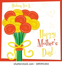 Happy Mother's Day bright rose card in vector format.