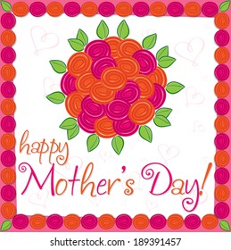 Happy Mother's Day bright rose card in vector format.