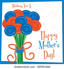 Happy Mother's Day bright rose card in vector format.