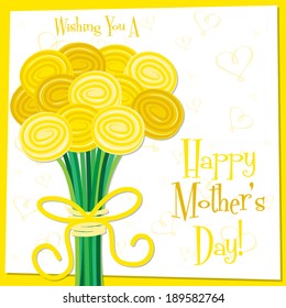 Happy Mother's Day bright rose card in vector format.