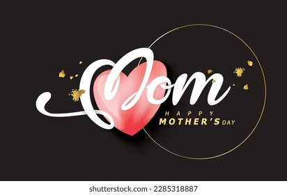 Happy Mother's Day Calligraphy abstract art background vector. Greeting typography in black elegant background. Vector background for banner, poster.