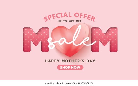 Happy Mother's Day Calligraphy abstract art background vector. Sale banner design template