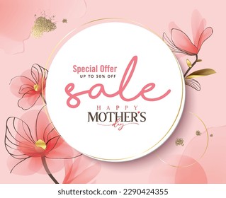 Happy Mother's Day Calligraphy abstract art background vector. Sale banner design template