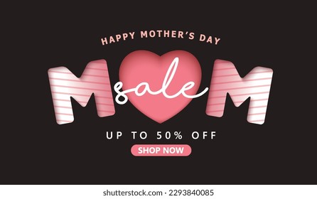 Happy Mother's Day Calligraphy abstract art background vector. Sale banner design template