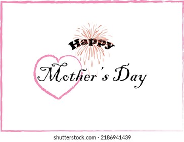 Happy Mother's Day Calligraphy Background with pink heart