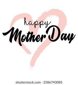 Happy Mother's Day Calligraphy Background With Heard Shape.  Happy Mother's Day Calligraphy abstract art background vector. 