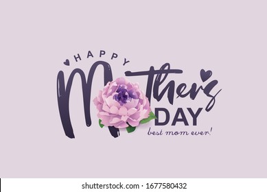 Happy Mother's Day Calligraphy with beautiful flowers