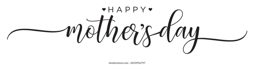 Happy Mother's day Calligraphy brush text banner with transparent background	