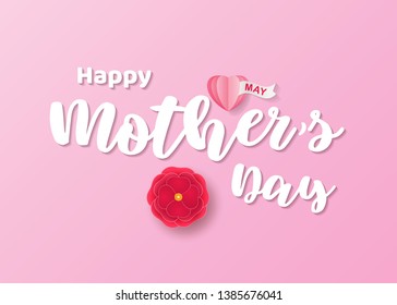 Happy Mother's Day Calligraphy with flower Background