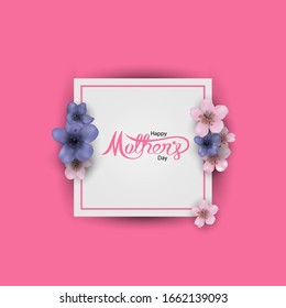 Happy Mother's Day Calligraphy with Flower on Background.Happy Mother's Day.Trendy Design Template.Vector illustration.

