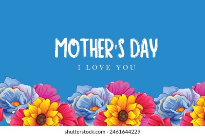 Happy Mother's Day Calligraphy with flower Background with Symbols of love on white background
