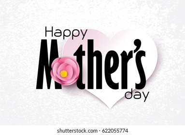 Happy Mother's Day Calligraphy with flower Background. Vector.