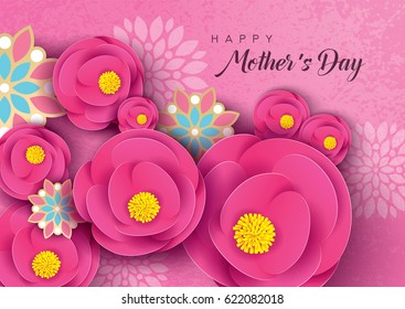 Happy Mother's Day Calligraphy with flower Background. Vector.