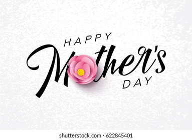 Happy Mother's Day Calligraphy with flower Background.Vector.