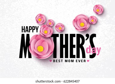 Happy Mother's Day Calligraphy with flower Background.Vector.