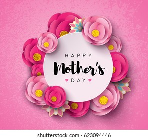 Happy Mother's Day Calligraphy with flower Background.Vector.