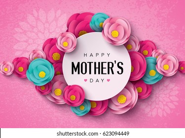 Happy Mother's Day Calligraphy with flower Background.Vector.