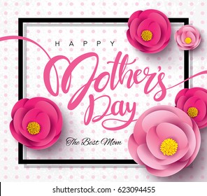 Happy Mother's Day Calligraphy with flower Background.Vector.