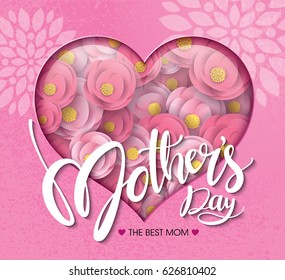 Happy Mother's Day Calligraphy with flower Background.Vector.