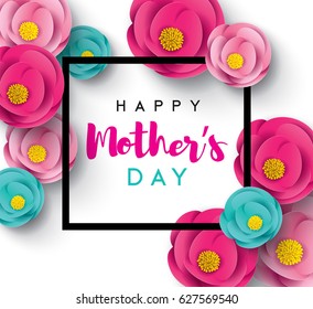 Happy Mother's Day Calligraphy with flower Background.Vector.