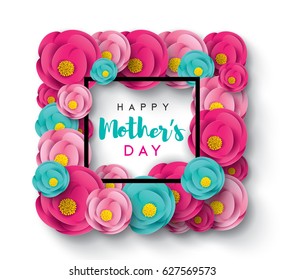 Happy Mother's Day Calligraphy with flower Background.Vector.