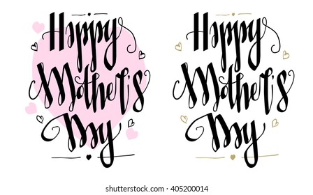 Happy mothers day calligraphy, handwritten letters, logo