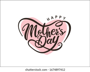 Happy Mother's Day Calligraphy with heart Background