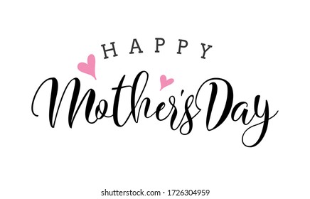 Happy Mother's Day Calligraphy with heart background.